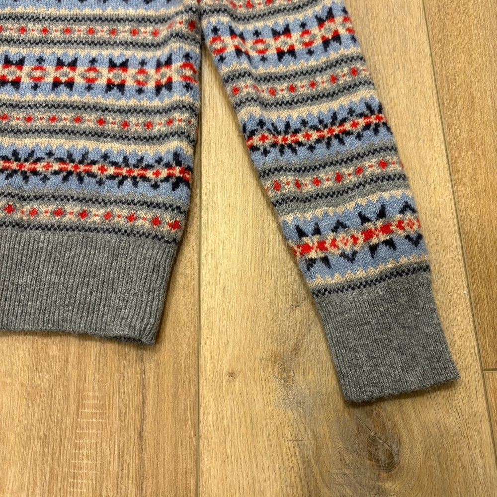 🌟J. CREW🌟 MENS WOOL BLEND FAIR ISLE CREWNECK SWEATER GREY SZ XS - Picture 4 of 6